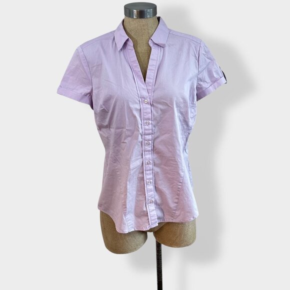 New York & Co‎ 7th Ave Purple Short Sleeve Button Up - Picture 1 of 5